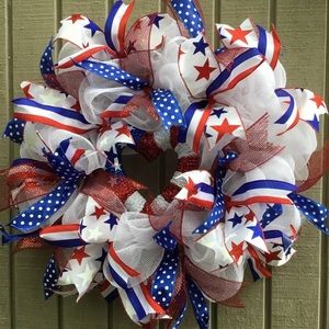 Patriotic Deco Mesh Wreath